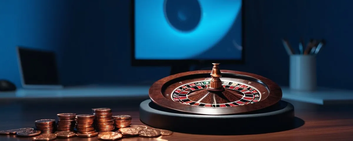 Monitor con una ruleta en vivo transmitida y un teléfono con la caja de retiro abierta al lado