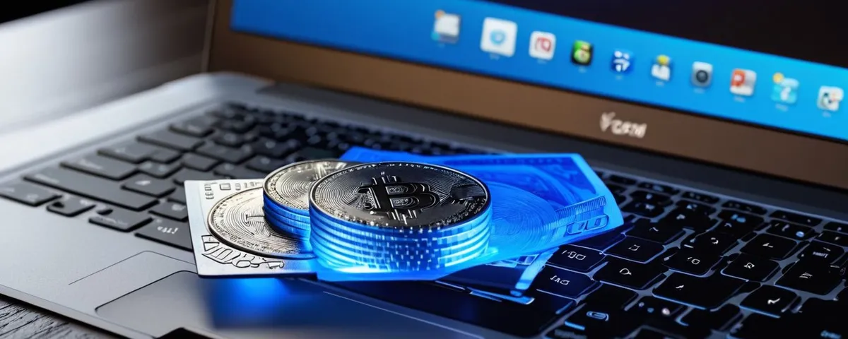 Teléfono con un monedero digital en blanco que envía monedas luminosas hacia una tragamoneda en línea