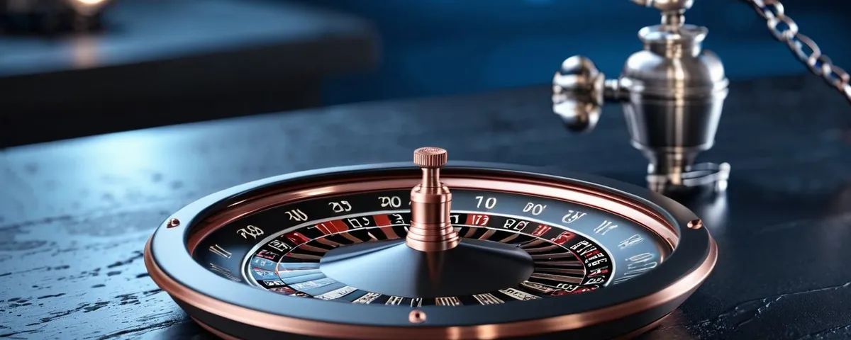 Tableta con una ruleta en línea, un sello plateado y un reloj de bolsillo de cobre sobre una mesa de pizarra