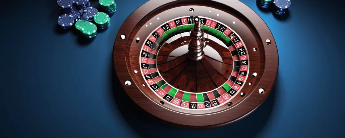 Ruleta digital girando en la pantalla de un teléfono, con fichas de cobre apiladas junto al aparato